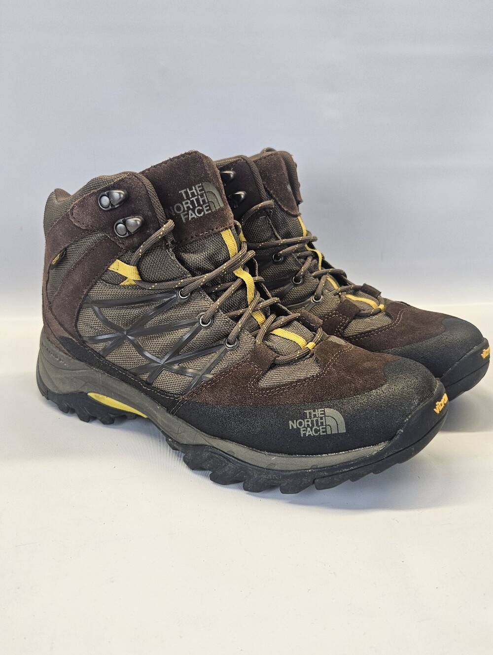 North Face Storm Mid Hiking Boots Mens 10 Brown Water Proof Lace Up TPU Vibram